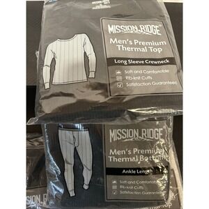 Mission Ridge men's premium thermal bottom and top long johns black XL washable